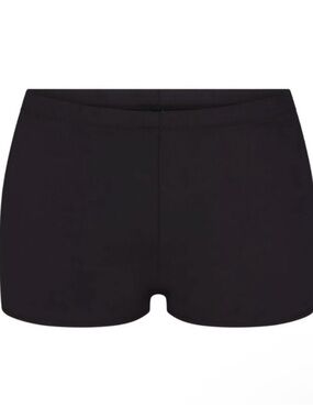 SKIMS Recycled Swim Cut Out Mid Waist Boyshort in Onyx